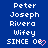 Blue background with white pixelated text reading Peter Joseph Rivera Wifey SINCE 08 and a pink heart symbol.