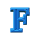 Blue 3D letter F icons arranged in a on gray background, each with slight variations in shading and perspective