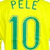 Yellow sports jersey with green text 'PELE' above large green number '10' on a solid yellow background.