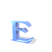 Animated sequence of a blue 3D letter E rotating against white background with gray shadow.