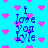 Pixelated blue text "I Love You Lyle" on cyan background with pink hearts, animated text shifts position across frames.