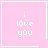 Pixelated pink square with white text 'i love you' and a heart symbol in the bottom-right corner of one frame.