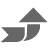 Gray pixelated icon with three distinct shapes: a triangle, a curved banner, and a crescent, all on a light gray background.