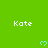 Green background with repeated white text 'Kate' and cyan heart symbols arranged in a pattern