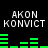 Pixelated text 'AKON KONVICT' repeated twice above green audio equalizer bars on black background, with visible animation changes in bar heights.