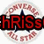 Circular icon with red text 'hRiSs' and three circular symbols on a white background, surrounded by partial red lettering.