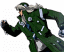 Animated sequence of a character in a green coat with fur-lined hood running, showing motion from left to right