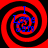Four identical red and black spiral patterns with blue text reading 'I Love You' in the center, arranged in a