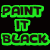 Green-outlined text 'PAINT IT BLACK' on black background next to a bottle of black nail polish.