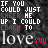Pixelated text on a dark background with red and white lettering, featuring repeated phrases about learning to love.