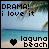 A 4-frame contact sheet of a pixelated beach scene with text and heart symbols, showing animation changes in the word 'love' and heart icon across frames.