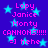 Pixelated blue background with cyan stars and pink text repeating 'Lopy Janice Monty CANNONS!!!!! =] hehe' in two vertical