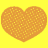 nine with a heart symbol and stylized letters on yellow and orange backgrounds, one grayed out