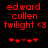 Red pixelated text 'edward cullen twilight <3' and five red heart symbols on black background, with one heart changing color between two views.