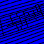 A 5x5 contact sheet of a blue and pink animated icon showing repeated patterns with diagonal black lines on a blue background, each frame containing small rectangular shapes in light purple.