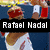 Pixelated image of a tennis player in white outfit with red headband and wristbands, holding a racket, with text overlays changing between frames.