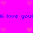 Pixelated pink background with repeating blue text and pink heart symbols arranged in a pattern