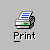 Pixelated icon of a printer with blue paper stacks and green indicator light, labeled 'Print' below.