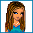 A 4-frame pixel art contact sheet showing a cartoon girl with long brown hair in three frames and purple text reading "chick" in the fourth frame, all on white background.