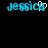 Pixelated blue text 'jessica' on black background with white cursor overlay in left frame, identical static right frame.