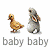 Two pixelated animal icons on white background with 'baby baby' text below; right icon has green 'Original Icons .com' text on dark green background.