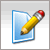 Pixelated icon shows a yellow pencil with red eraser and silver ferrule resting on a light blue rectangular surface with white border.