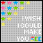 Pixelated grid of colorful star and flower icons arranged in rows on a gray background with white text reading "I WISH I COULD MAKE YOU SEE".
