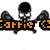 Pixelated skull with crossed lacrosse sticks, orange text partially visible as 'Carrie C' on left side.