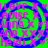 A static image with a bright green background and blue spiral outlines containing pink text elements.