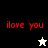 Red text 'ilove you' on four background quadrants with a white star icon in top-right and black star icon in bottom-left.