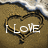 Animated icon shows a heart drawn in sand with text changing from 'I LOVE' to 'You!' against a beach background.
