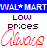 Pixelated blue banner with 'WAL* MART' text above white background displaying 'LOW PRICES' and a red-and-pink shopping cart icon.