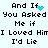 Pixelated text reads "And If You Asked Me if I Loved Him I'd Lie" with blue heart and blue dot animations on a light background.