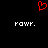 Red pixelated heart symbol above two white 'POW.' texts on black background.
