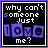 A contact sheet of 8 animated frames showing a pixelated text-based icon with the phrase "why can't someone just love me?" in white and purple on black background, each frame displaying slight variations in border color and letter spacing.