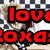 Pixelated anime-style character with blonde hair and blue eyes, wearing a black hoodie, overlaid with red, green, and blue text reading "love him" in various positions.