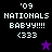 '09 NATIONALS BABYY!!!! (333) text in white pixelated font on black and purple backgrounds with a star symbol.