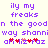 Pixelated purple text on light background with red heart symbols, showing animation changes in one heart's color and position.