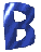 Six blue 3D-rendered letter B icons arranged in a on a gray background, each with distinct surface reflections and lighting variations