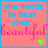 six identical with coral background, blue text "she needs to hear shes", pink cursive "beautiful", and a small heart icon changing color between green and purple