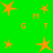 Green background with orange star shapes and scattered orange letters M, G, T in pixelated font.