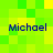 Four instances of the name 'Michael' in blue text on a green and yellow pixelated background with no visible motion changes.