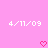 Pixelated pink background with white date text and two pixelated hearts at the bottom.