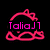 Pixelated pink neon-style icon with 'TaliaJ1' text, a crown, and a bow on a black background.