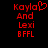 Red pixelated text on black background with heart symbol replacing 'o' in Kayla, displaying four lines of text.