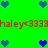 Green background with blue heart icons and red text reading "haley<3333" repeated horizontally.