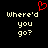 Pixelated text 'Where'd you go?' in light beige on black background with red heart symbol above left text block.
