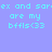 Pixelated text on a split background with two shades of blue, reading 'ex and sarx are my bfils<33' in light blue font.