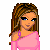 Pixel art contact sheet showing three frames of an animated icon featuring a cartoon woman in pink top and gray pants with text "hott hott hott stuffstuffstuff" below.