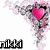 Animated pink heart with black outline surrounded by swirling gray and purple smoke-like patterns on white background.